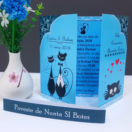 Invitatie 2 in 1 Nunta-Botez Regal NB8 - Img 4