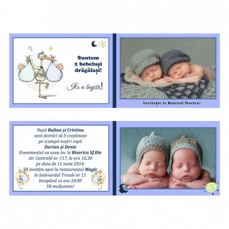 Invitatie Gemeni Dubla 2-Bebelusi Var 2 - Img 3