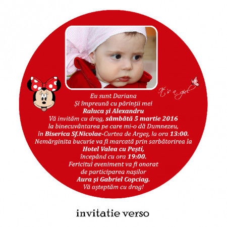 Invitatii Botez Rotunde Minnie Mouse 2 - Img 2