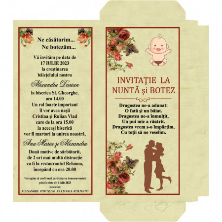 Invitatie 2 in 1 Nunta-Botez Ciocolata 10
