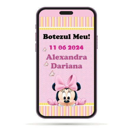 Invitatii Electronice Botez Fetite - Minnie Mouse