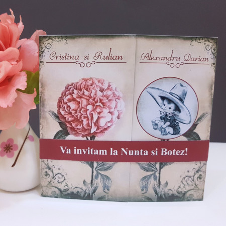 Invitatie 2 in 1 Nunta-Botez Regal NB11 - Img 2
