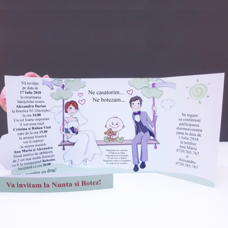 Invitatie 2 in 1 Nunta-Botez Regal NB1 - Img 5