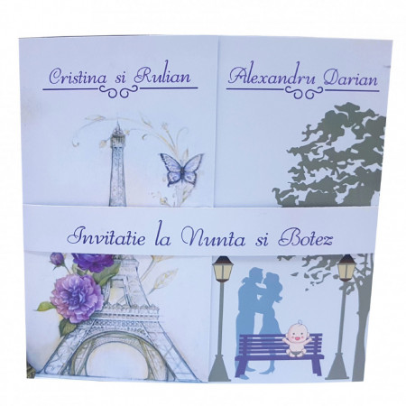 Invitatie 2 in 1 Nunta-Botez Regal NB9