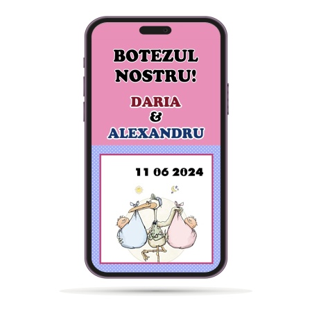 Invitatii Electronice Botez Gemeni - 2 Bebelusi2
