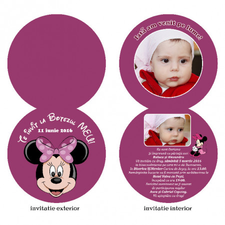 Invitatii Botez Rotunda Dubla Minnie Mouse 4