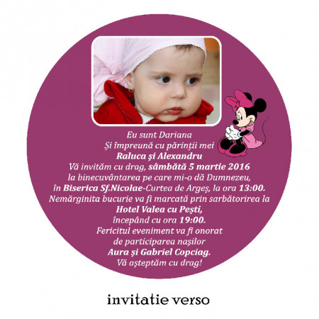 Invitatii Botez Rotunde Minnie Mouse 3 - Img 2