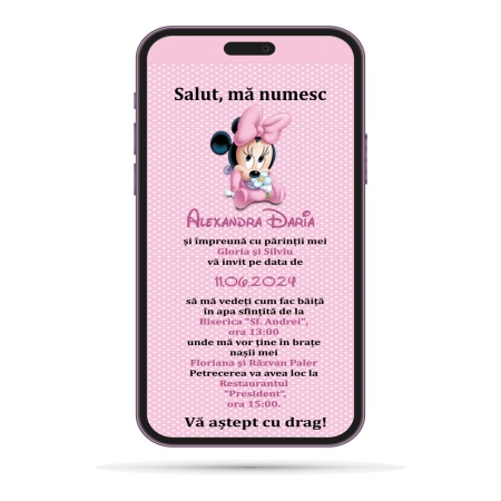 Invitatii Electronice Botez Fetite - Minnie Mouse - Img 4