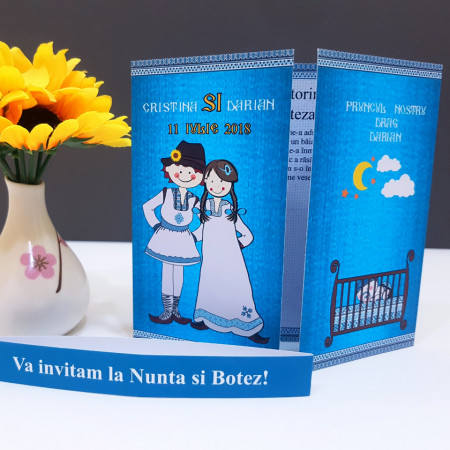 Invitatie 2 in 1 Nunta-Botez Regal NB5 - Img 3