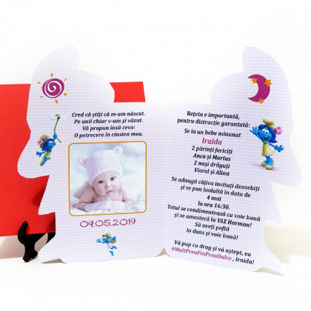 Invitatii Botez Contur Strumfita 7 - Img 4