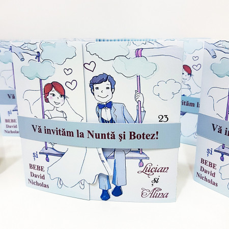 Invitatie 2 in 1 Nunta-Botez Regal NB12 - Img 6