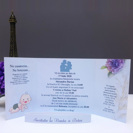 Invitatie 2 in 1 Nunta-Botez Regal NB9 - Img 5