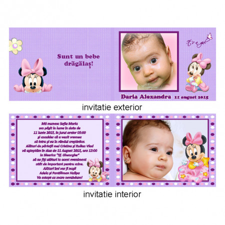 Invitatie Botez Dubla Minnie Mouse 3