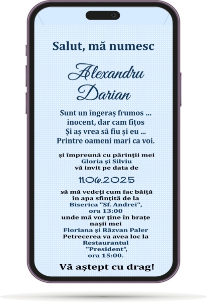 Invitatii Electronice Botez Baieti - Bebelus Ingeras - Img 5