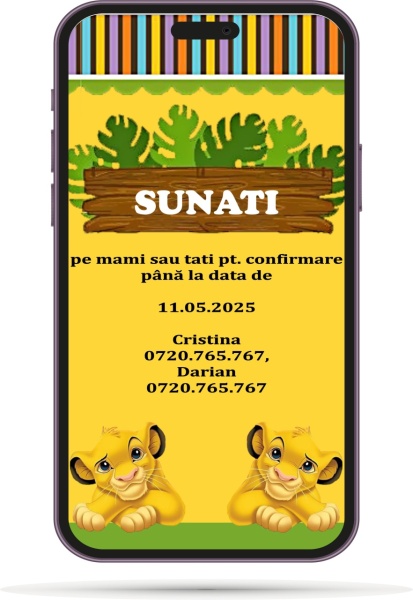 Invitatii Electronice Botez Gemeni - Regele Leu - In Jungla - Img 5