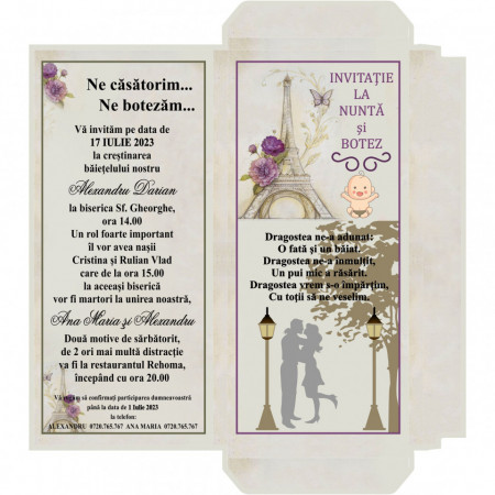 Invitatie 2 in 1 Nunta-Botez Ciocolata 9