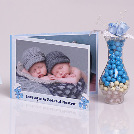 Invitatie Gemeni Dubla 2-Strumfi Var 2 - Img 2