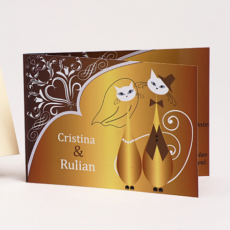 Invitatie Nunta Pisici Gold