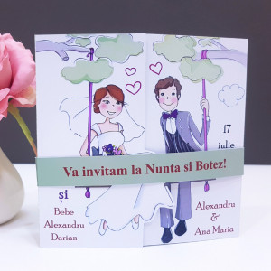Invitatie 2 in 1 Nunta-Botez Regal NB1 - Img 3
