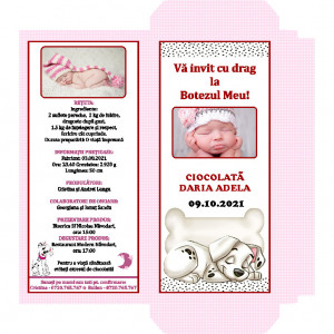 Invitatie Botez Cutie de Ciocolata Dalmatian F4