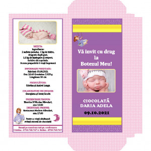 Invitatie Botez Cutie de Ciocolata Printesa Sofia 1