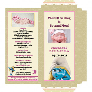 Invitatie Botez Cutie de Ciocolata Strumfita 3