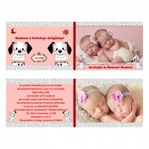 Invitatie Gemeni Dubla 2-Dalmatian Roz - Img 3