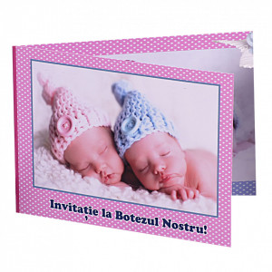 Invitatie Gemeni Dubla Bebelus-Bebelusa Var 2