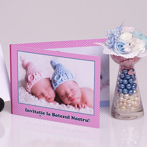 Invitatie Gemeni Dubla Bebelus-Bebelusa Var 2 - Img 2