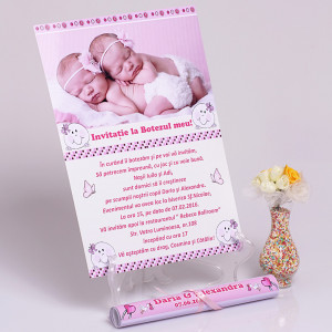 Invitatie Gemeni Papirus 2-Bebeluse Var 1 - Img 2