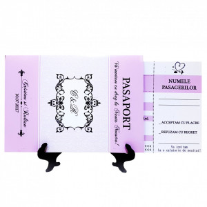 Invitatie Nunta BBS3 Pasaport in DOI Roz