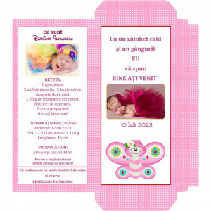 Marturii Botez Cutie de Ciocolata Fluture F2