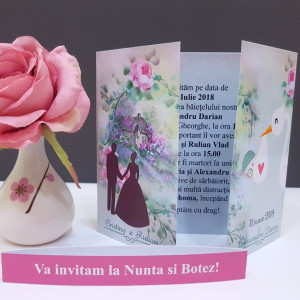 Invitatie 2 in 1 Nunta-Botez Vintage NB12 - Img 4