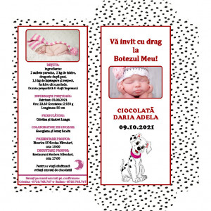 Invitatie Botez Cutie de Ciocolata Dalmatian F1
