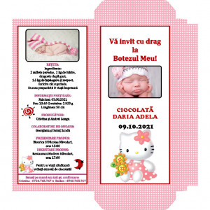 Invitatie Botez Cutie de Ciocolata Hello Kitty 2