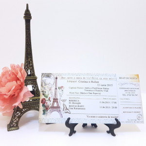 Invitatie Nunta BBS7 Bilet de Calatorie Paris - Img 2