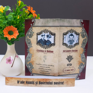 Invitatie 2 in 1 Nunta-Botez Regal NB7 - Img 2
