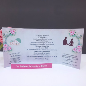 Invitatie 2 in 1 Nunta-Botez Vintage NB12 - Img 5