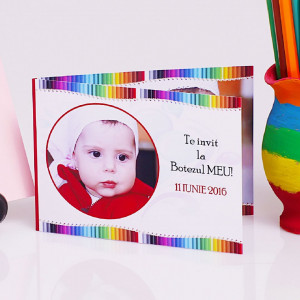 Invitatie Botez Dubla Creioane Colorate 1 - Img 2
