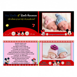 Invitatie Gemeni Dubla Mickey-Minnie Var 3 - Img 4