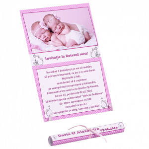 Invitatie Gemeni Papirus 2-Bebeluse Var 2