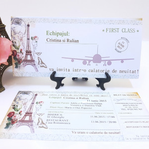 Invitatie Nunta BBS7 Bilet de Calatorie Paris - Img 3