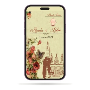 Invitatii Electronice 2 IN 1 Nunta si Botez - Londra