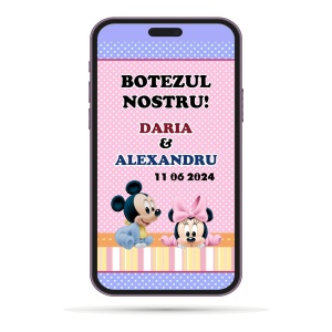 Invitatii Electronice Botez Gemeni - Mickey-Minnie