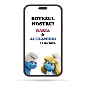 Invitatii Electronice Botez Gemeni - Strumf-Strumfita