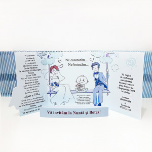 Invitatie 2 in 1 Nunta-Botez Regal NB12 - Img 4