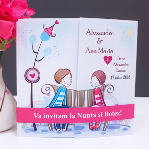Invitatie 2 in 1 Nunta-Botez Regal NB2 - Img 2