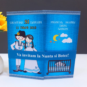 Invitatie 2 in 1 Nunta-Botez Regal NB5 - Img 2