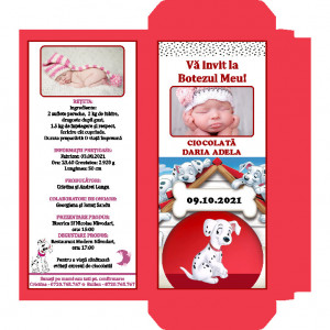 Invitatie Botez Cutie de Ciocolata Dalmatian F3