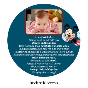 Invitatie Botez Rotunda Mickey Mouse 4 - Img 2